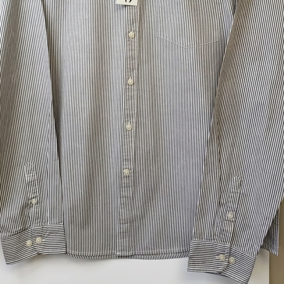George Brown and White Stripes Poplin Long Sleeves Dress Shirts for Men XL - Picture 2 of 7